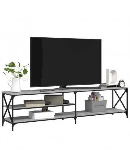 Mobile TV Grigio Sonoma 200x40x50cm Legno Multistrato e Metallo