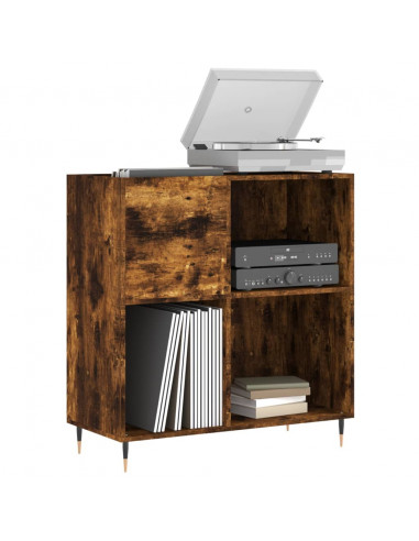 Mobile Porta Dischi Rovere Fumo 84,5x38x89 cm Legno Multistrato