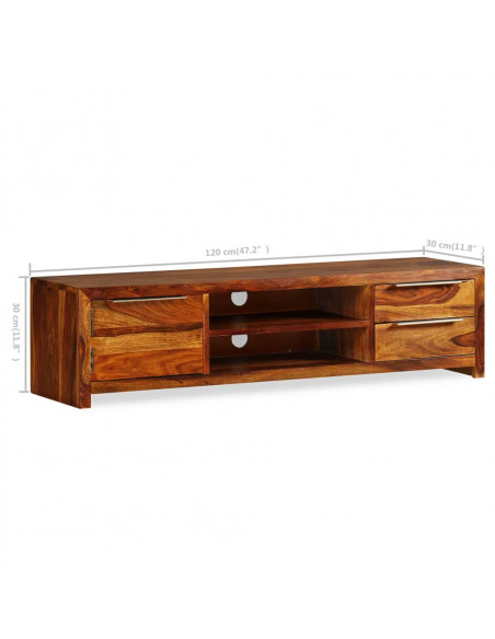 Mobile Porta TV Legno Massello di Sheesham 120x30x30 cm