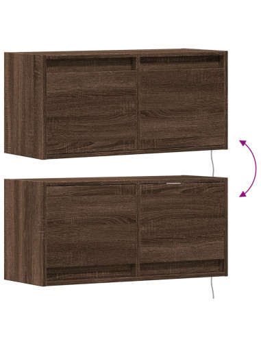 Mobile TV a Parete con Luci LED Rovere Marrone 80x31x35 cm