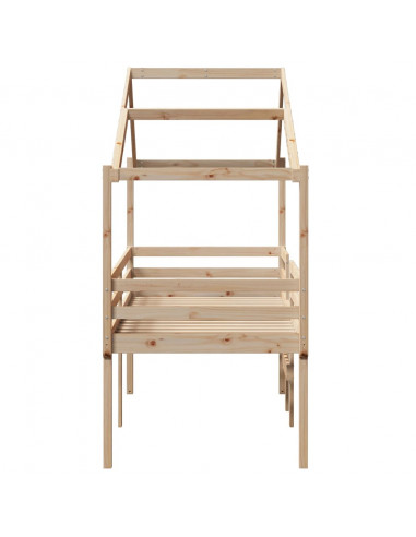 Letto a Soppalco con Tetto 80x200 cm in Legno di Pino