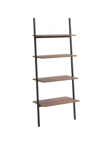 Scaffale Pendente 4 Livelli Marrone Scuro e Nero 64x34x150,5cm