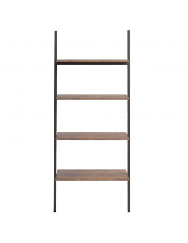 Scaffale Pendente 4 Livelli Marrone Scuro e Nero 64x34x150,5cm