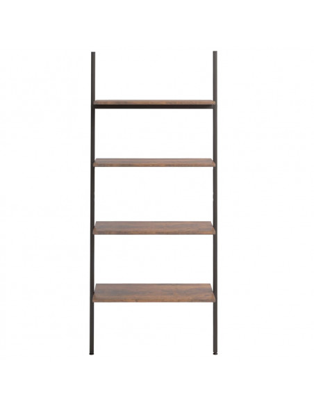Scaffale Pendente 4 Livelli Marrone Scuro e Nero 64x34x150,5cm