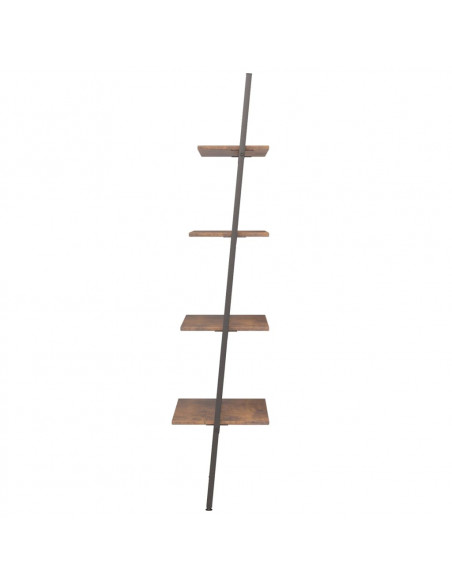 Scaffale Pendente 4 Livelli Marrone Scuro e Nero 64x34x150,5cm