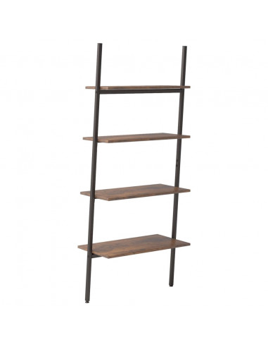 Scaffale Pendente 4 Livelli Marrone Scuro e Nero 64x34x150,5cm