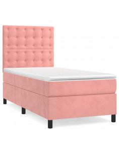 Giroletto a Molle con Materasso Rosa 90x200 cm in Velluto 2