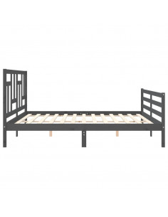 Giroletto con Testiera Grigio 200x200 cm in Legno Massello 2