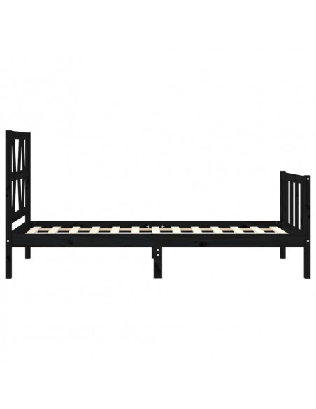 Giroletto con Testiera Nero Small Single in Legno Massello