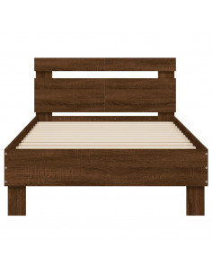 Giroletto con Testiera e LED Rovere Marrone 100x200 cm 2