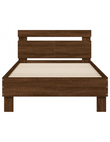 Giroletto con Testiera e LED Rovere Marrone 100x200 cm