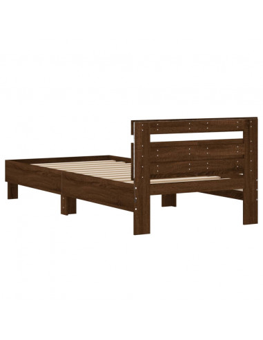 Giroletto con Testiera e LED Rovere Marrone 100x200 cm