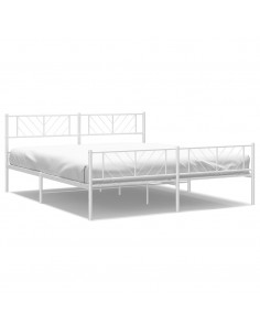 Giroletto con Testiera e Pediera Metallo Bianco 183x213 cm 2