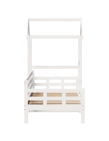 Dormeuse con Tetto 90x190 cm Bianco in Legno Massello di Pino