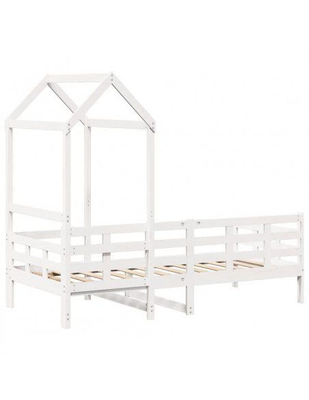 Dormeuse con Tetto 90x190 cm Bianco in Legno Massello di Pino