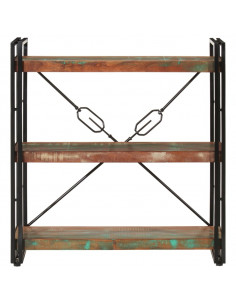 Libreria 3 Livelli 77x30x80 cm Legno Massello Recupero e Ferro 2