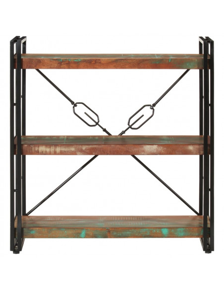 Libreria 3 Livelli 77x30x80 cm Legno Massello Recupero e Ferro