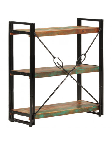 Libreria 3 Livelli 77x30x80 cm Legno Massello Recupero e Ferro