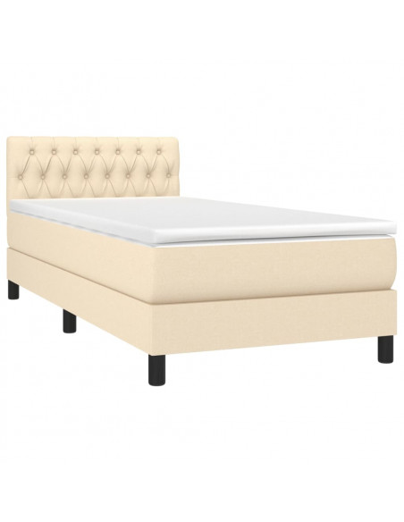 Letto a Molle con Materasso e LED Crema 100x200cm in Tessuto