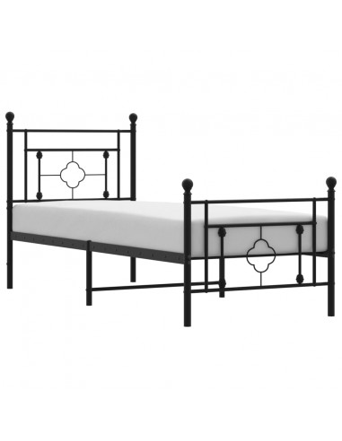 Giroletto con Testiera e Pediera Metallo Nero 75x190 cm