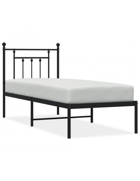 Giroletto con Testiera in Metallo Nero 75x190 cm