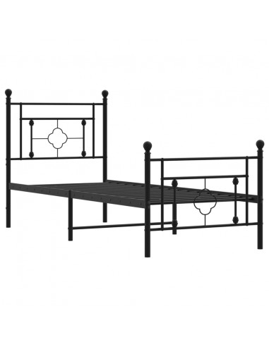 Giroletto con Testiera e Pediera Metallo Nero 75x190 cm