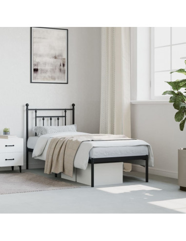 Giroletto con Testiera in Metallo Nero 75x190 cm