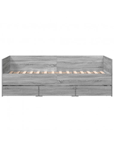 Divano Letto con Cassetti Grigio Sonoma 90x190 cm Multistrato