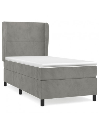 Giroletto a Molle con Materasso Grigio Chiaro 80x200 cm Velluto