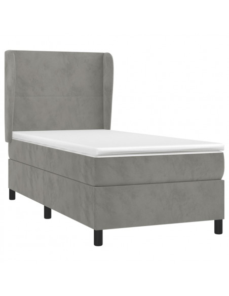 Giroletto a Molle con Materasso Grigio Chiaro 80x200 cm Velluto