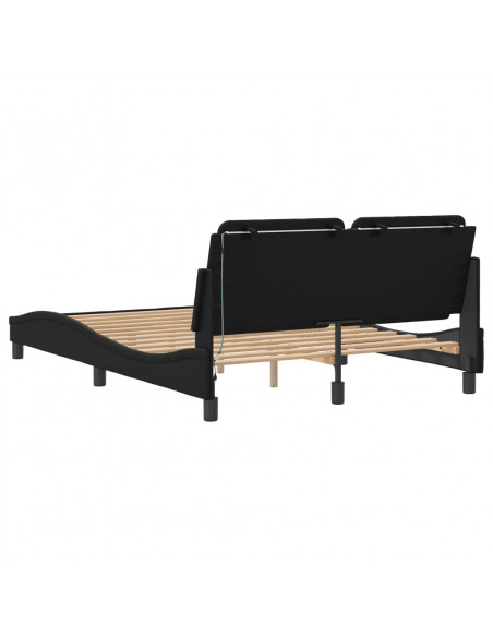 Giroletto con Luci LED Nero 140x200 cm in Similpelle