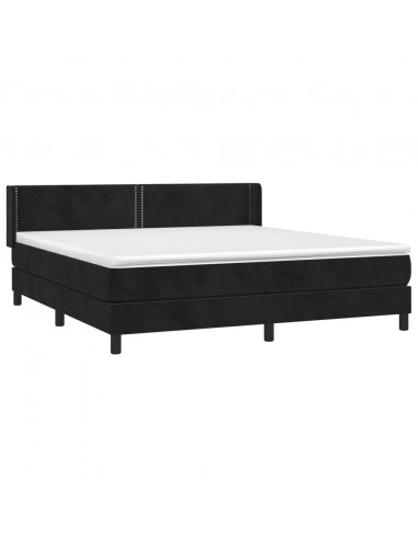 Giroletto a Molle con Materasso Nero 160x200 cm in Velluto