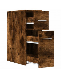 Armadietto da Bagno Stretto con Ruote Rovere Fumo in Truciolato 2