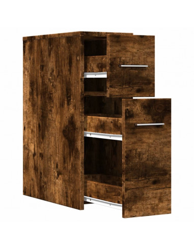 Armadietto da Bagno Stretto con Ruote Rovere Fumo in Truciolato