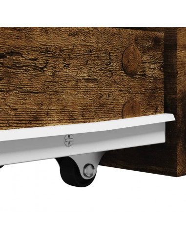 Armadietto da Bagno Stretto con Ruote Rovere Fumo in Truciolato