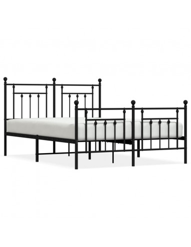 Giroletto con Testiera e Pediera Metallo Nero 140x200 cm