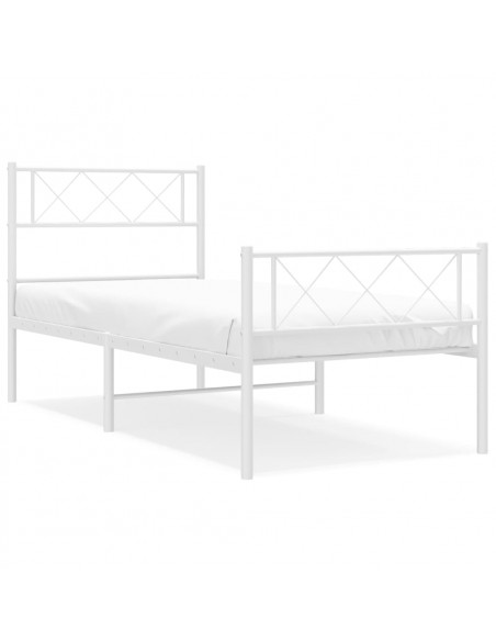 Giroletto con Testiera e Pediera Metallo Bianco 100x190 cm