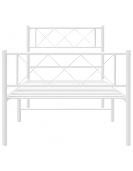 Giroletto con Testiera e Pediera Metallo Bianco 100x190 cm
