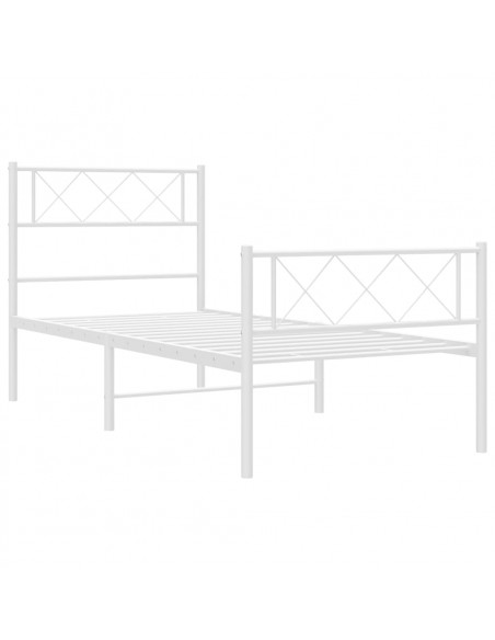 Giroletto con Testiera e Pediera Metallo Bianco 100x190 cm