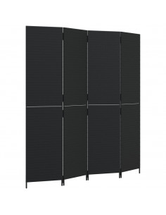 Divisorio per Ambienti a 4 Pannelli Nero in Polyrattan 2