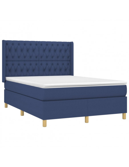 Giroletto a Molle con Materasso Blu 140x190 cm in Tessuto