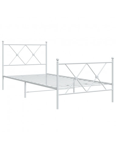 Giroletto con Testiera e Pediera Metallo Bianco 90x190 cm