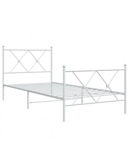 Giroletto con Testiera e Pediera Metallo Bianco 90x190 cm