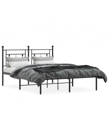 Giroletto con Testiera in Metallo Nero 135x190 cm