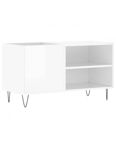 Mobile Porta Dischi Bianco Lucido 85x38x48 cm Legno Multistrato