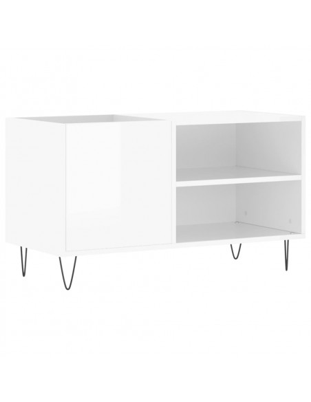 Mobile Porta Dischi Bianco Lucido 85x38x48 cm Legno Multistrato