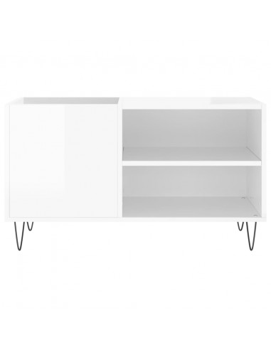 Mobile Porta Dischi Bianco Lucido 85x38x48 cm Legno Multistrato