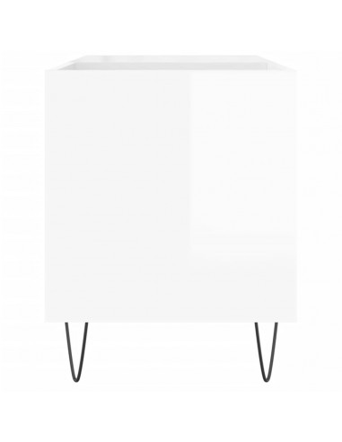 Mobile Porta Dischi Bianco Lucido 85x38x48 cm Legno Multistrato