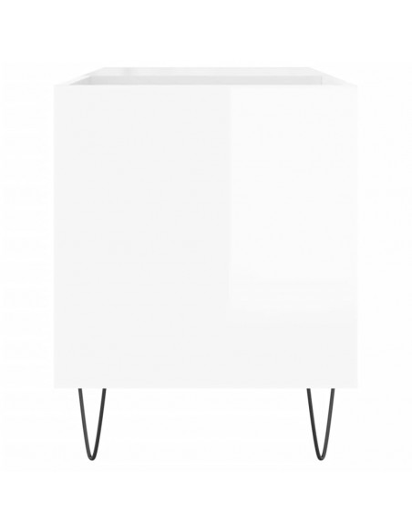 Mobile Porta Dischi Bianco Lucido 85x38x48 cm Legno Multistrato