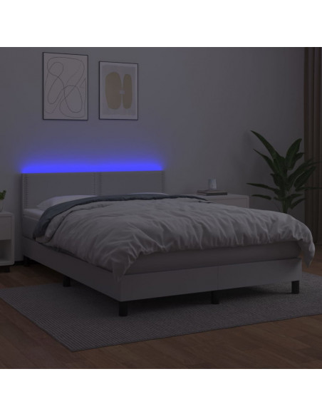 Giroletto Molle con Materasso e LED Bianco 140x200cm Similpelle